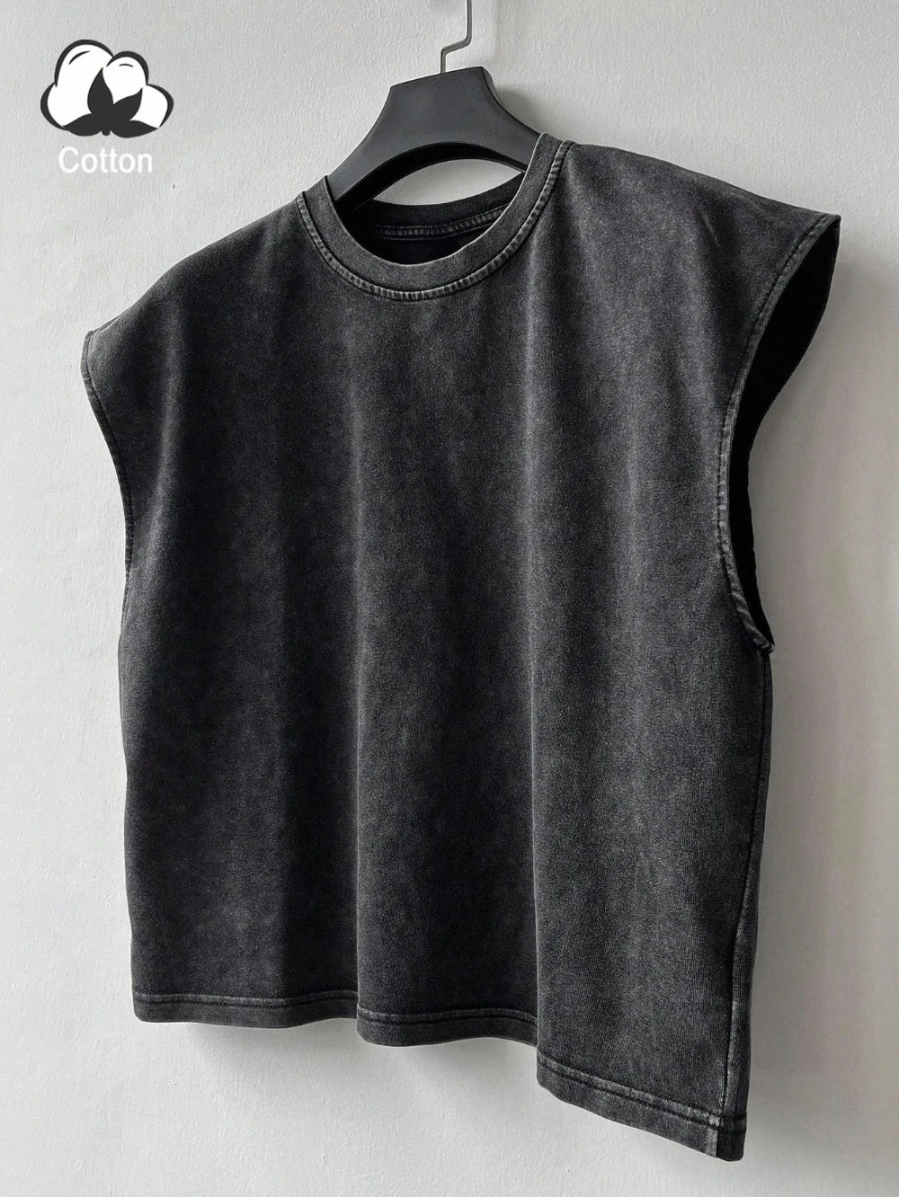 Men'S All-Season Casual Washed Solid Color Retro Vest Casual Comfortable Pure Cotton High-Quality Streetwear Vest