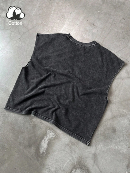 Men'S All-Season Casual Washed Solid Color Retro Vest Casual Comfortable Pure Cotton High-Quality Streetwear Vest